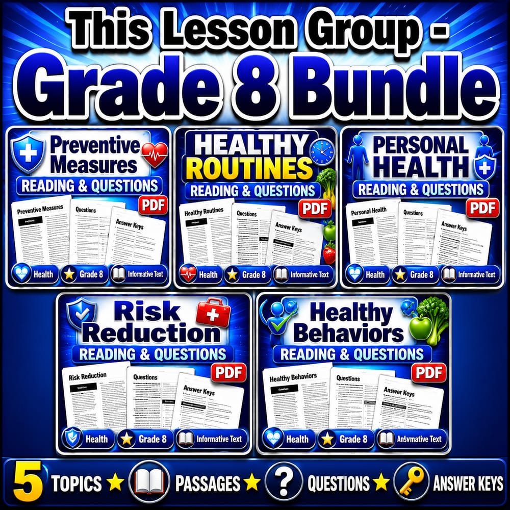 Grade 8 Health Lesson Bundle: Health Enhancing Practices & Behaviors (NHES) — bundle cover