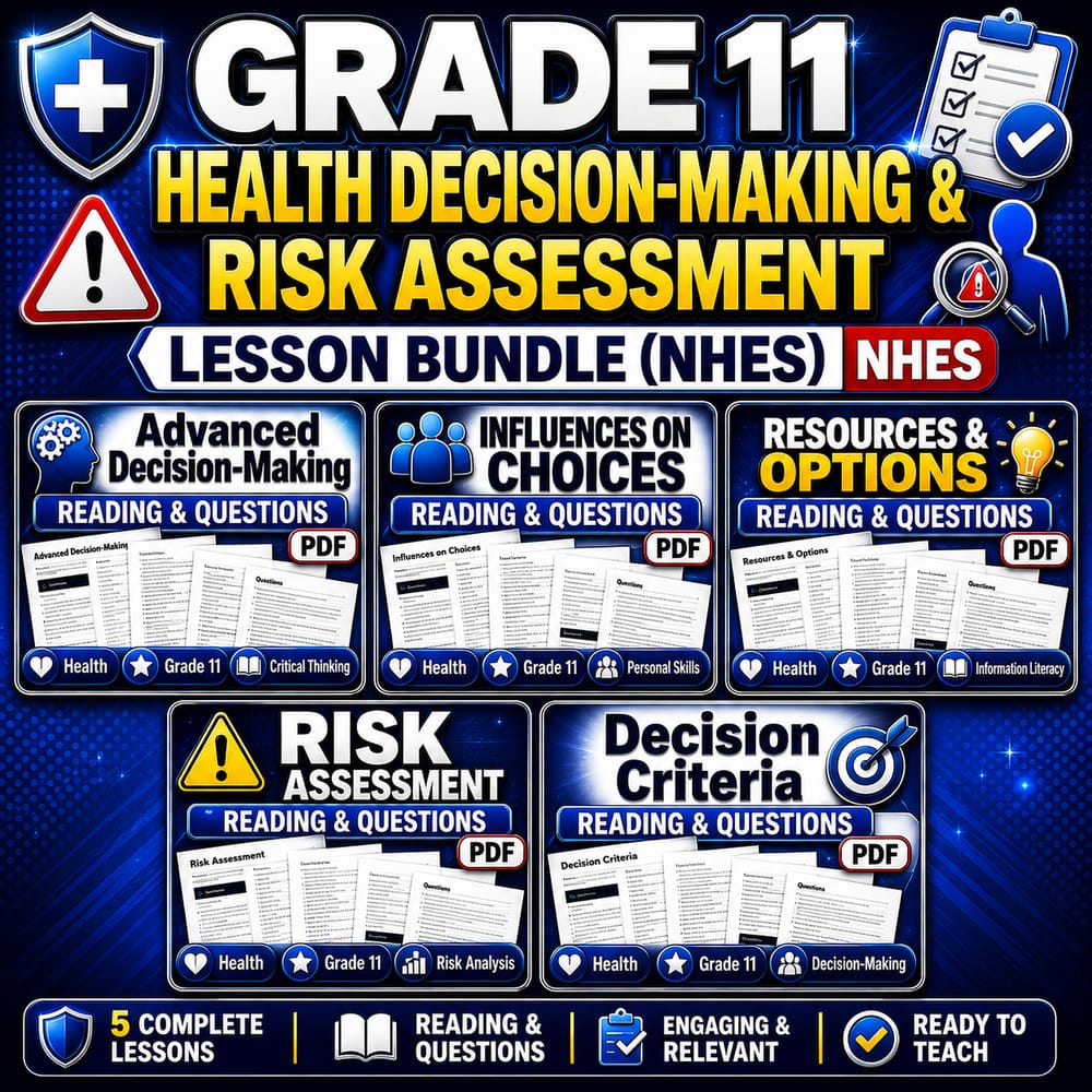 Grade 11 Health Decision-Making & Risk Assessment Lesson Bundle (NHES) — bundle cover