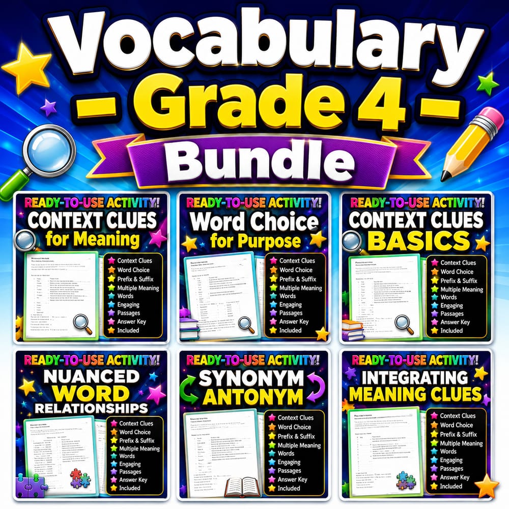 Grade 4 Vocabulary Lesson Bundle: Word Choice & Context Clues | General ELA — bundle cover