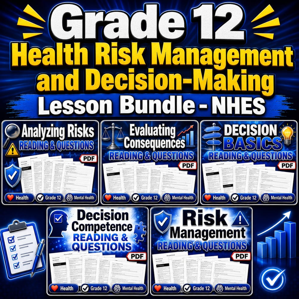 Grade 12 Health Risk Management and Decision-Making Lesson Bundle - NHES — bundle cover