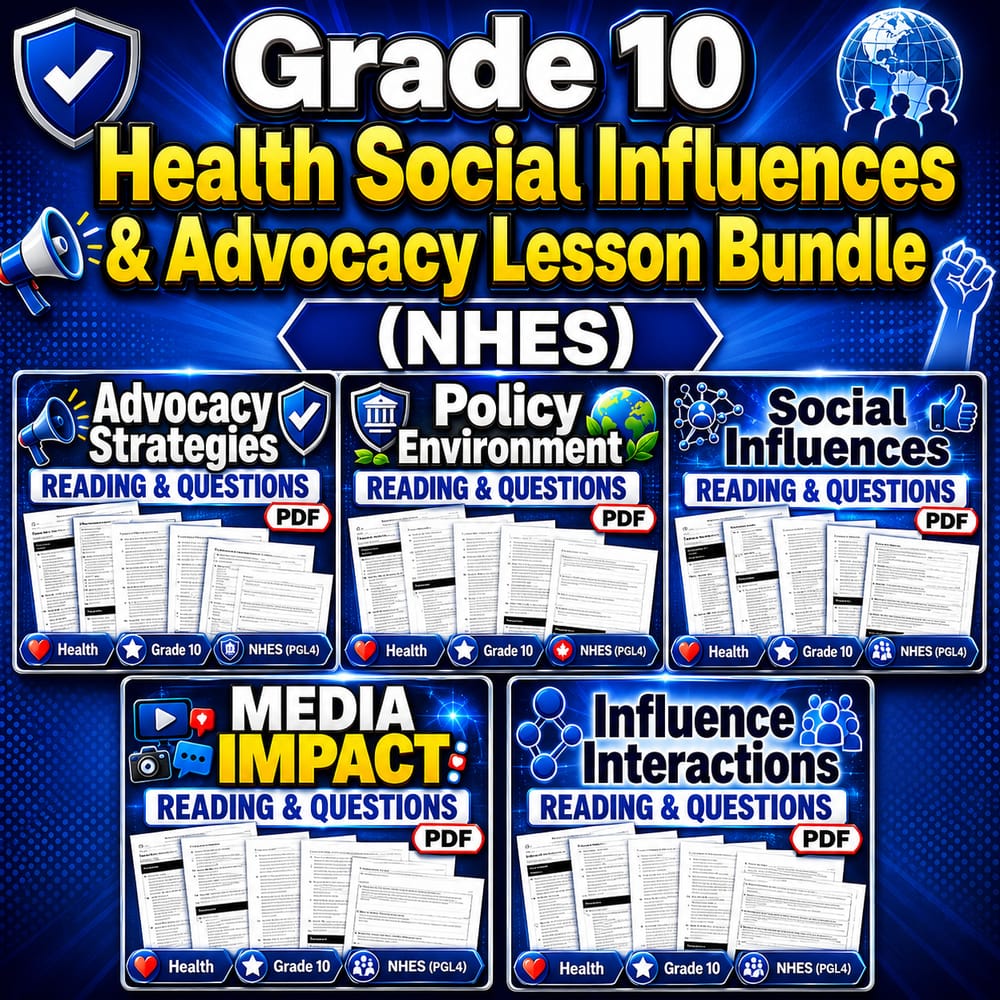 Grade 10 Health Social Influences & Advocacy Lesson Bundle (NHES) — bundle cover