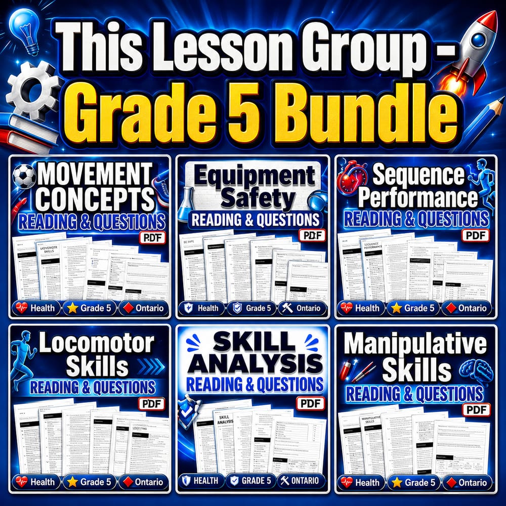 Grade 5 Movement Competence in Health Lesson Bundle: Ontario Skills Practice — bundle cover