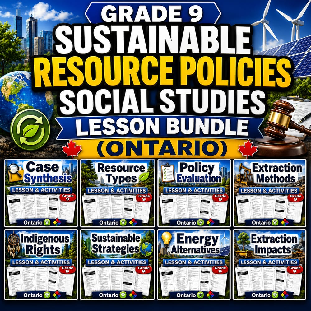 Grade 9 Sustainable Resource Policies Social Studies Lesson Bundle (Ontario) — bundle cover