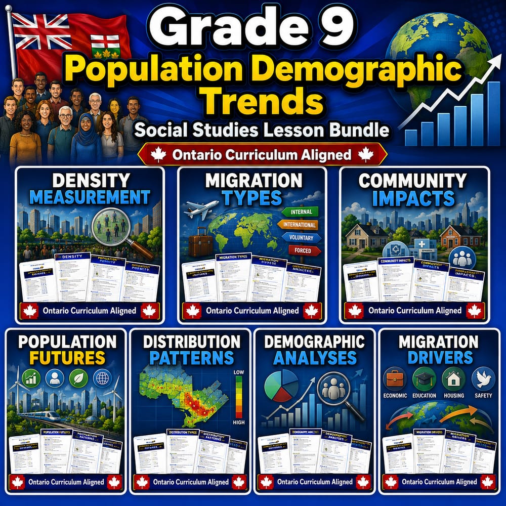 Grade 9 Population Demographic Trends Social Studies Lesson Bundle | Ontario — bundle cover