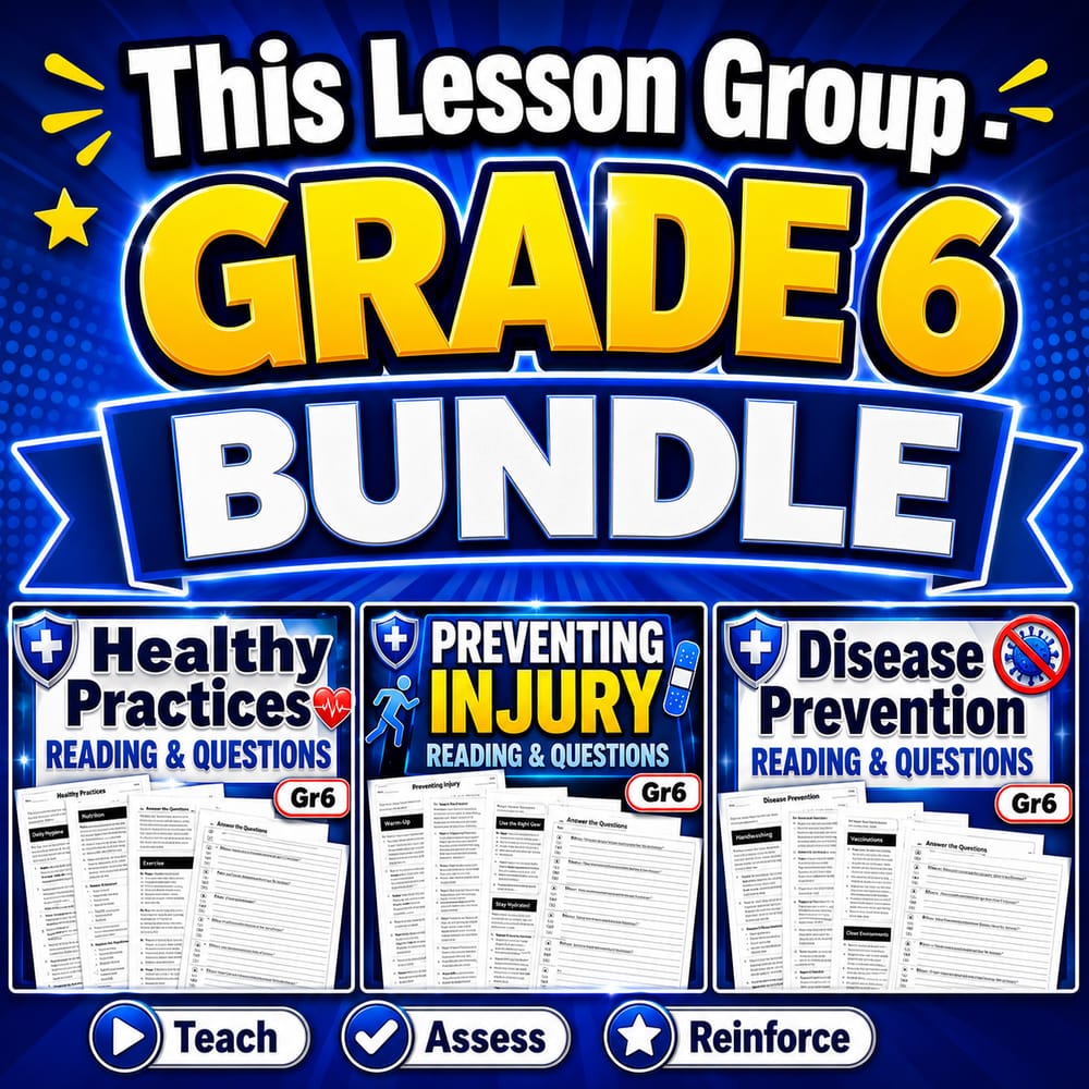 Grade 6 Health: Health Enhancing Practices and Behaviors Lesson Bundle (NHES) — bundle cover