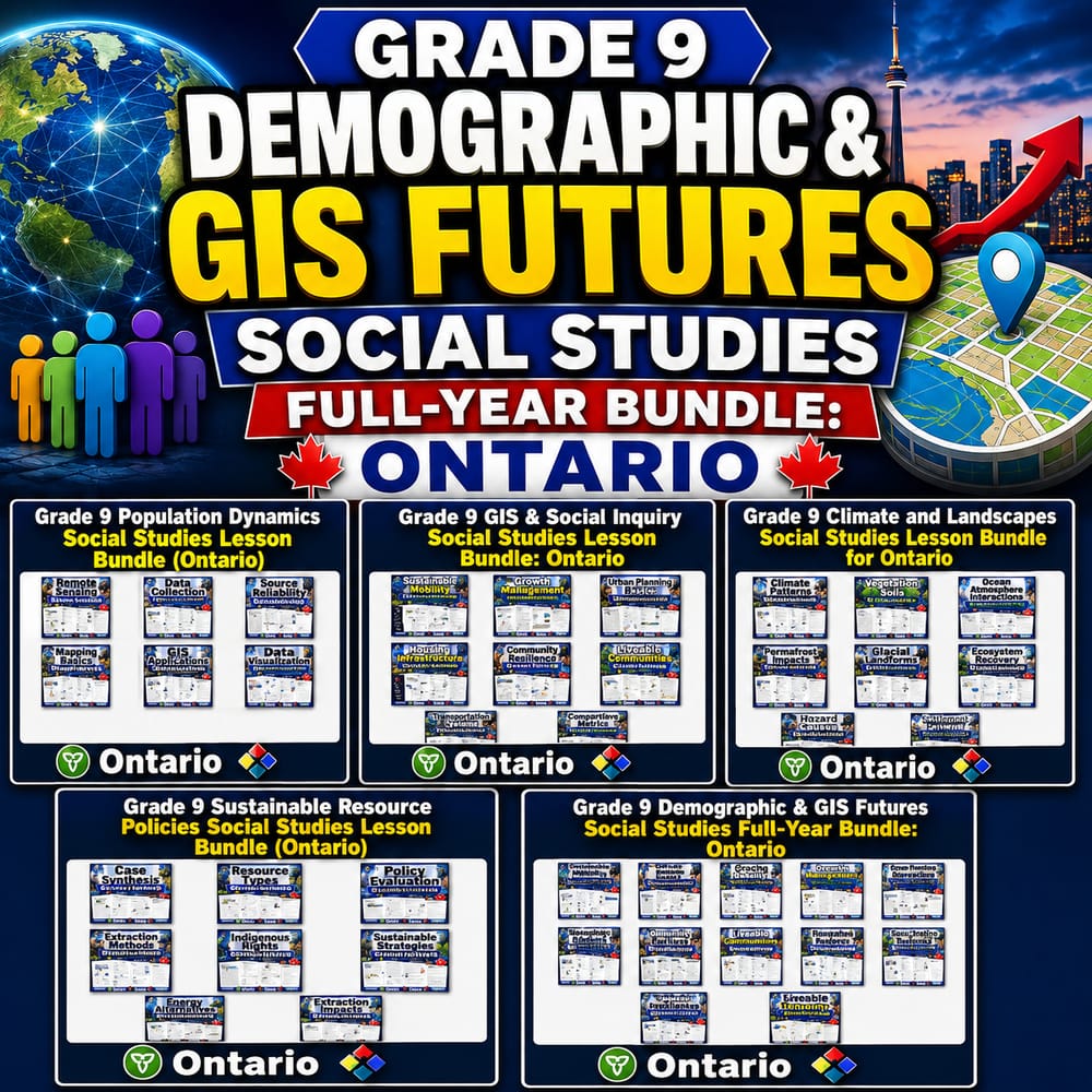Grade 9 Demographic & GIS Futures Social Studies Full-Year Bundle: Ontario — bundle cover