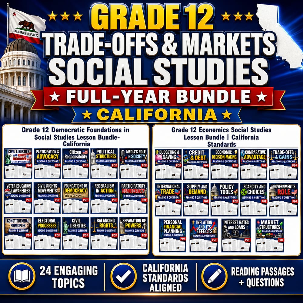 Grade 12 Trade-offs and Markets Social Studies Full-Year Bundle – California — bundle cover