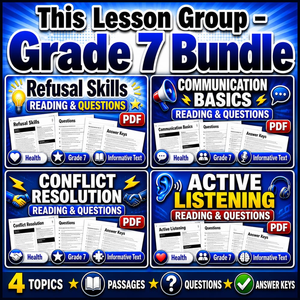 Grade 7 Interpersonal Communication Skills Health Lesson Bundle (NHES) — bundle cover