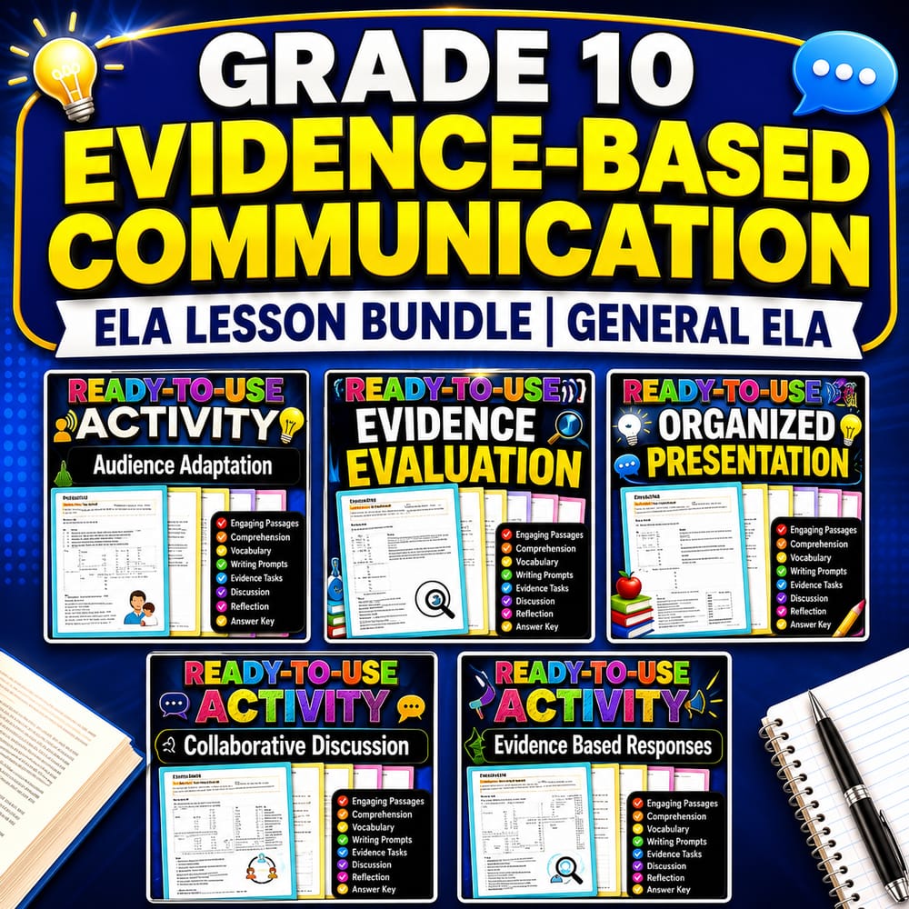 Grade 10 Evidence-Based Communication ELA Lesson Bundle | General ELA — bundle cover