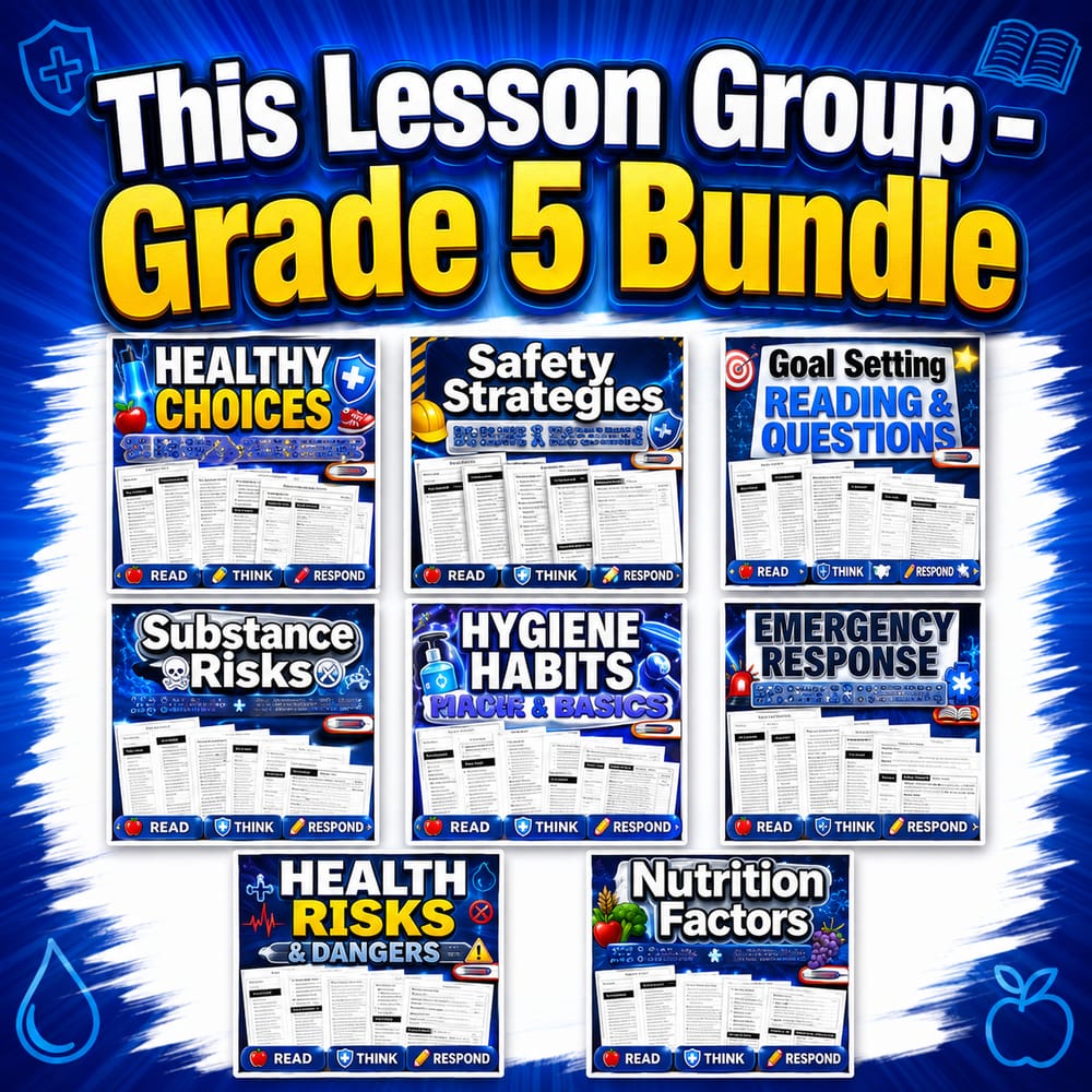 Grade 5 Healthy Living Health Lesson Bundle | Ontario Curriculum Framework — bundle cover