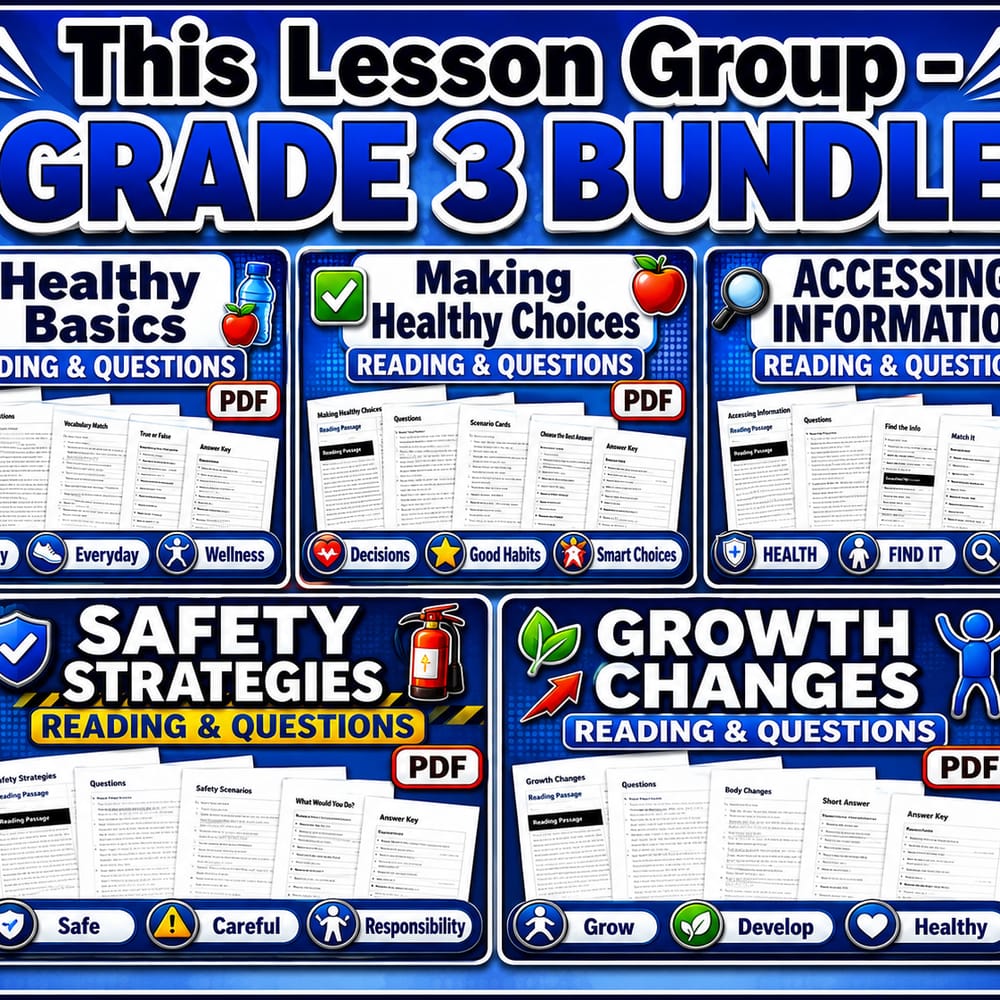 Grade 3 Healthy Living Health Lesson Bundle: Ontario Framework Support — bundle cover