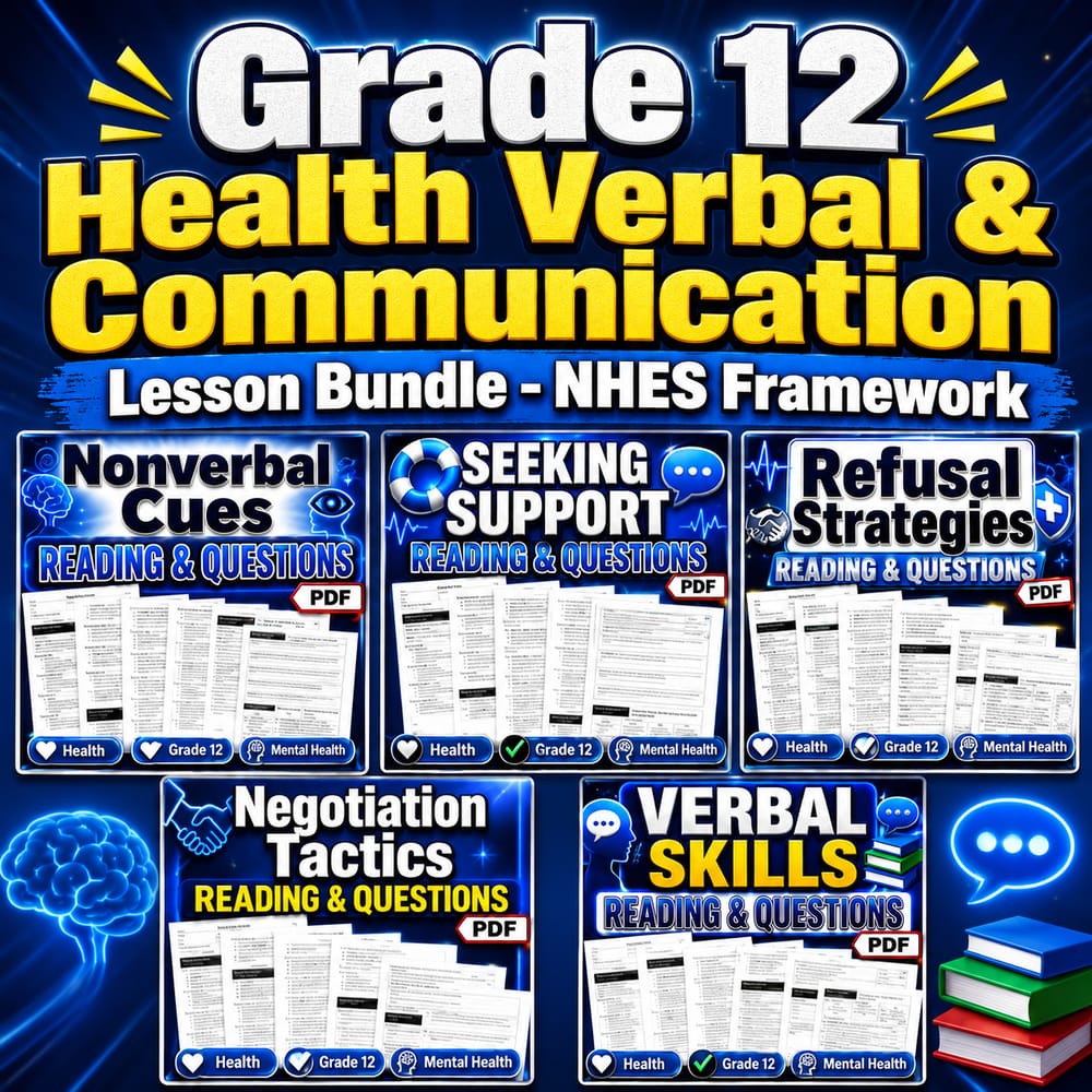 Grade 12 Health Verbal & Communication Lesson Bundle – NHES Framework — bundle cover