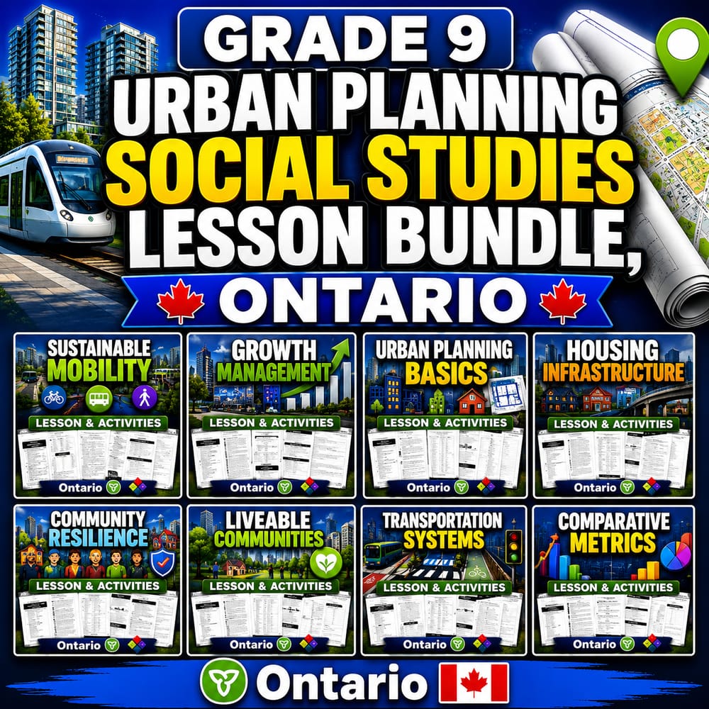 Grade 9 Urban Planning Social Studies Lesson Bundle, Ontario — bundle cover