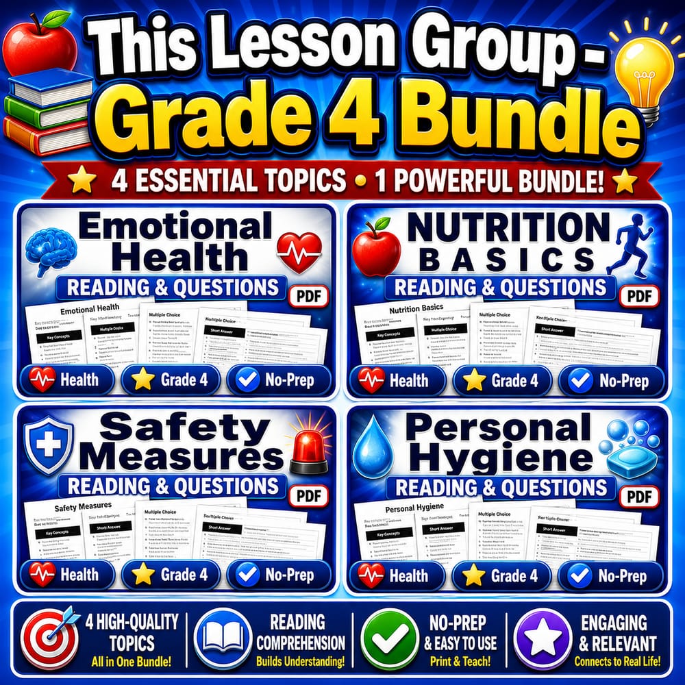 Grade 4 Safety & Well-Being Health Lesson Bundle aligned to NHES Standards — bundle cover