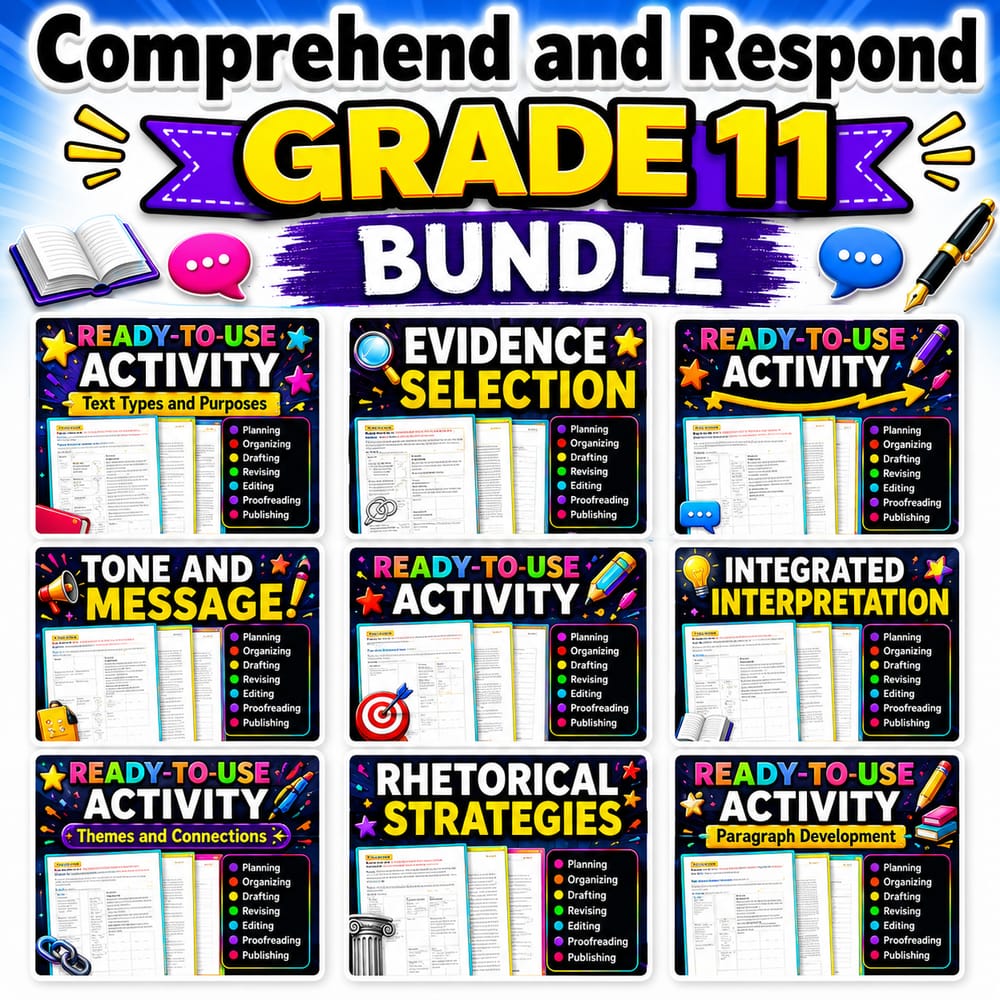 Grade 11 ELA Tone, Theme, and Evidence Lesson Bundle | Alberta — bundle cover