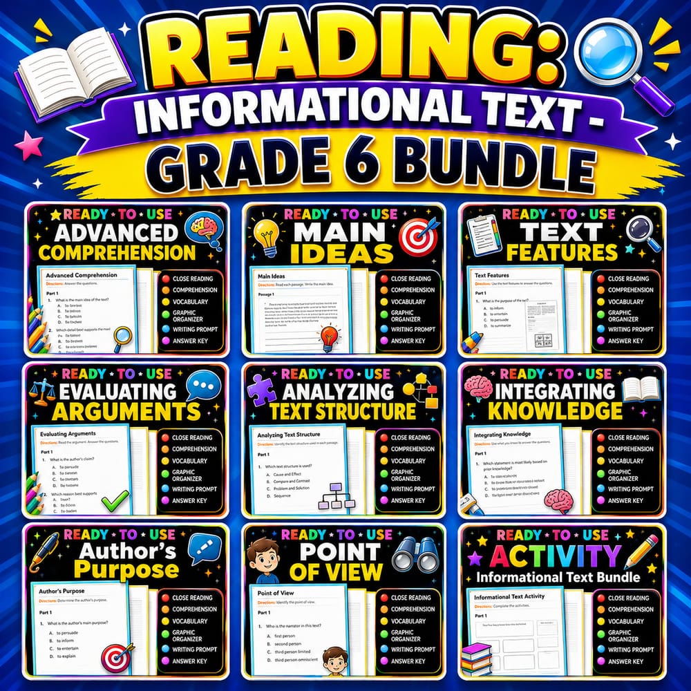 Grade 6 Reading Comprehension Strategies Lesson Bundle | ELA | CCSS — bundle cover