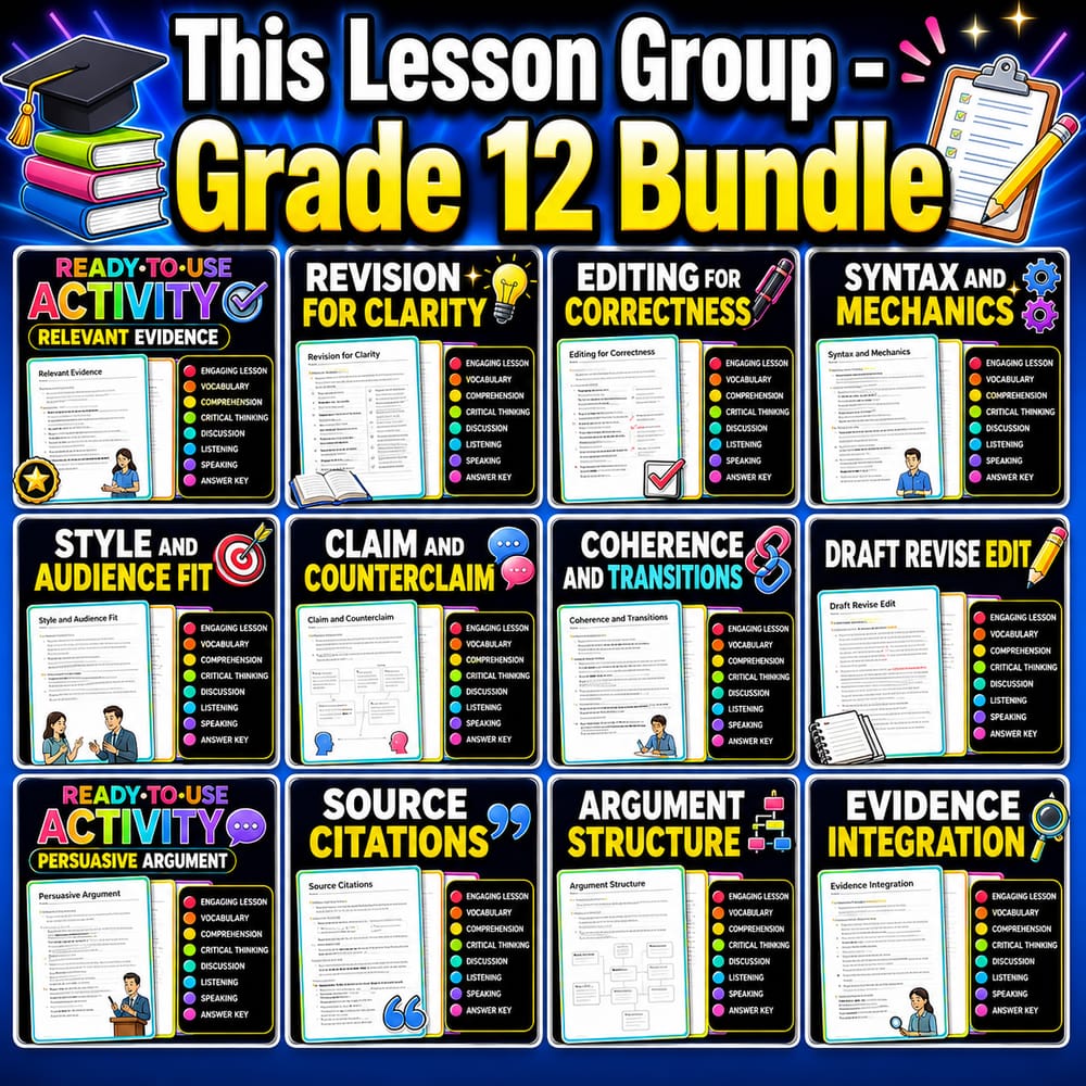 Grade 12 Writing Lesson Bundle | bc ELA Framework — bundle cover