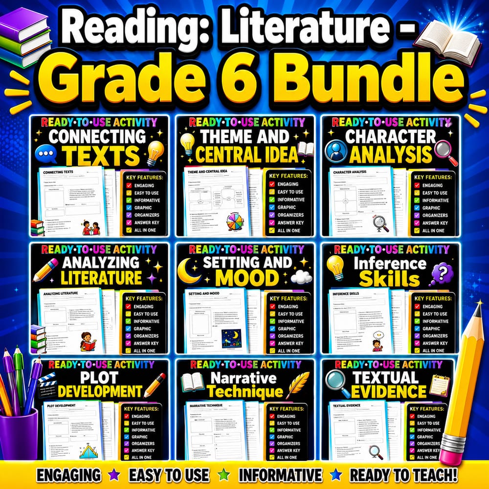 Reading: Literature Lesson Bundle | Grade 6 ELA | Common Core (CCSS) — bundle cover