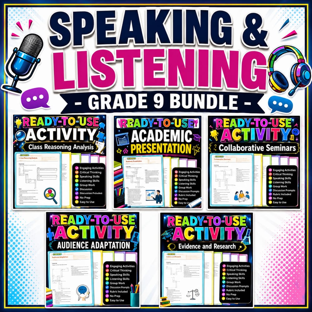 Grade 9 Speaking & Listening Lesson Bundle | General English Language Arts — bundle cover