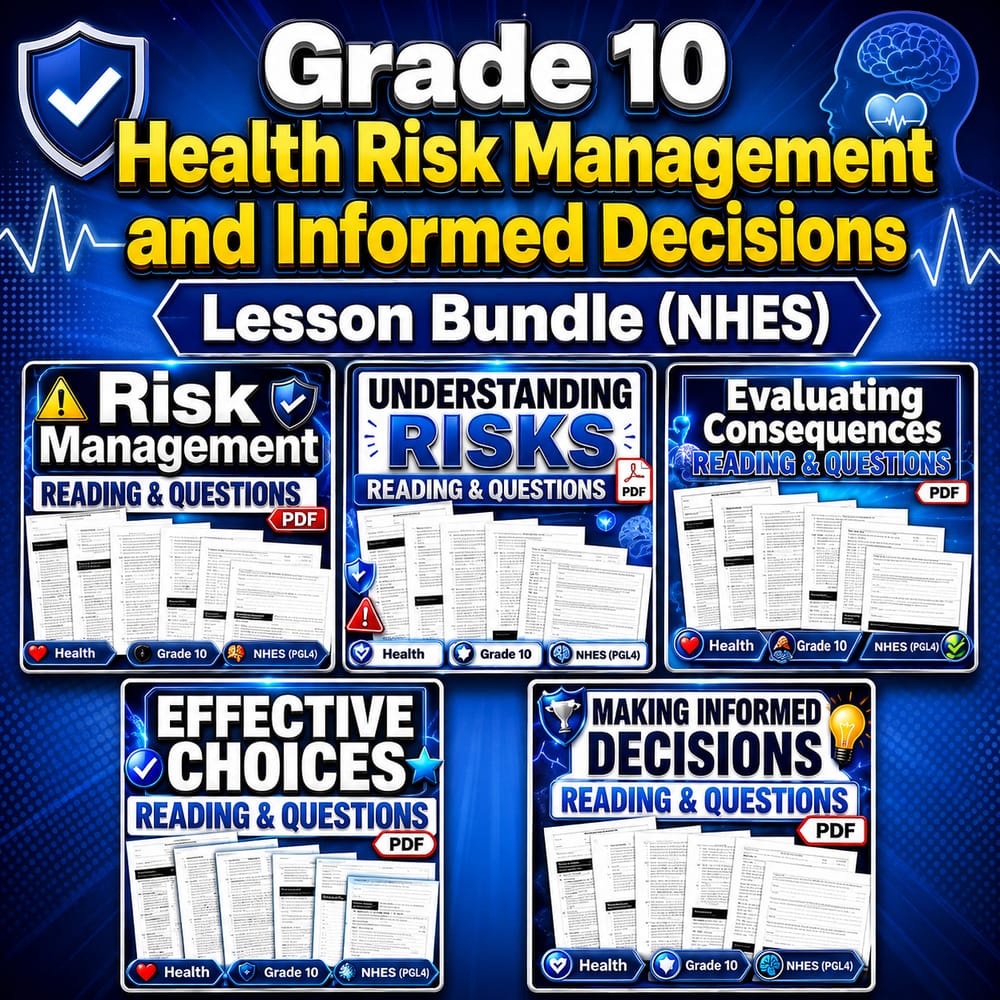 Grade 10 Health Risk Management and Informed Decisions Lesson Bundle (NHES) — bundle cover