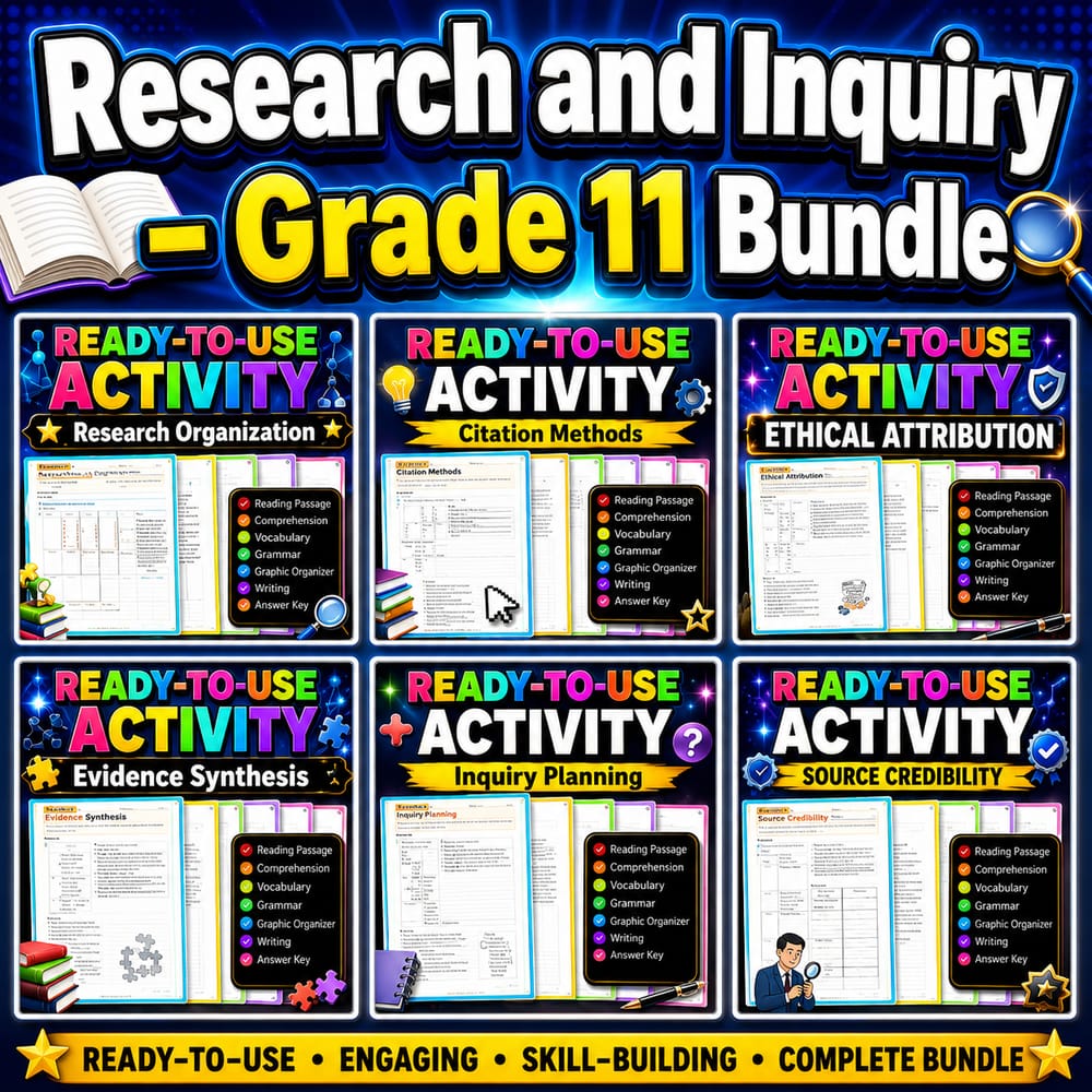 Grade 11 ELA Research & Citation Methods Lesson Bundle | Alberta — bundle cover