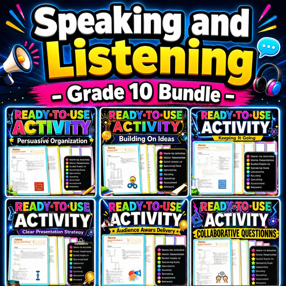 Grade 10 ELA Audience-Aware Collaborative Communication Lesson Bundle | Alberta — bundle cover