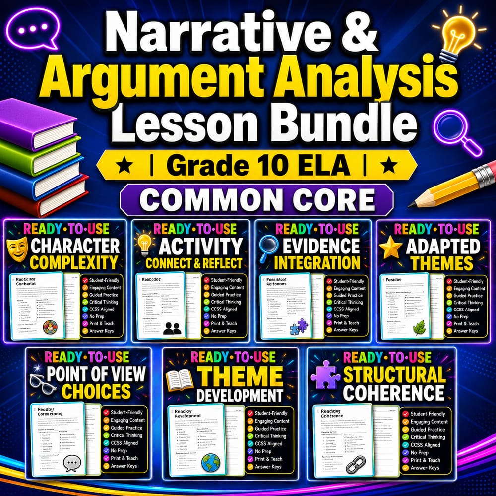Narrative & Argument Analysis Lesson Bundle | Grade 10 ELA | Common Core — bundle cover