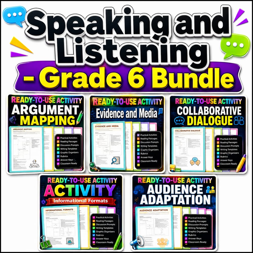 Grade 6 Speaking and Listening Lesson Bundle | General ELA — bundle cover