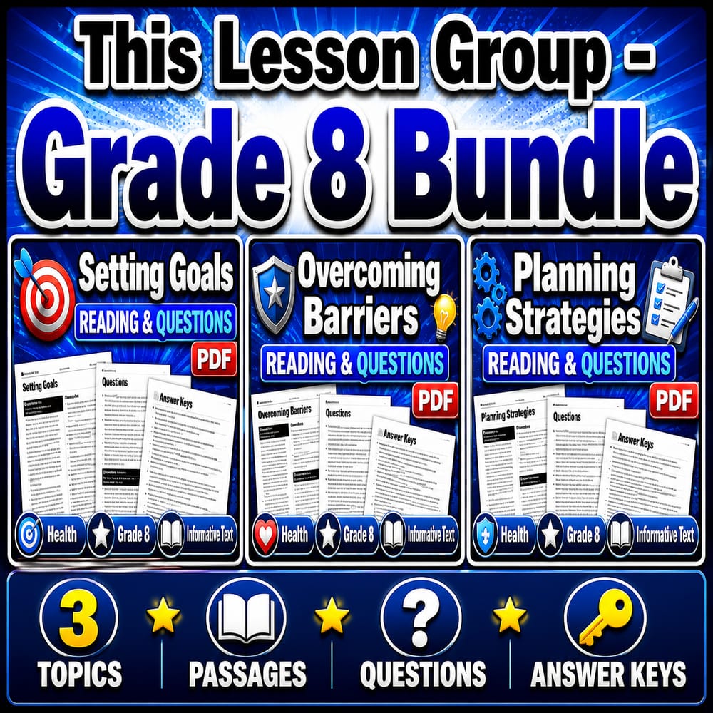 Grade 8 Goal-Setting Skills Health Lesson Bundle: National Health Education Standards (NHES) — bundle cover