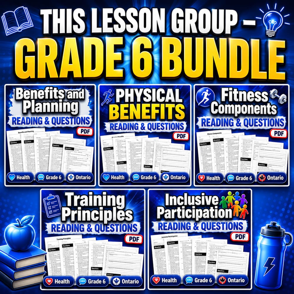 Grade 6 Active Living Health Lesson Bundle: Ontario Health Skills Framework — bundle cover