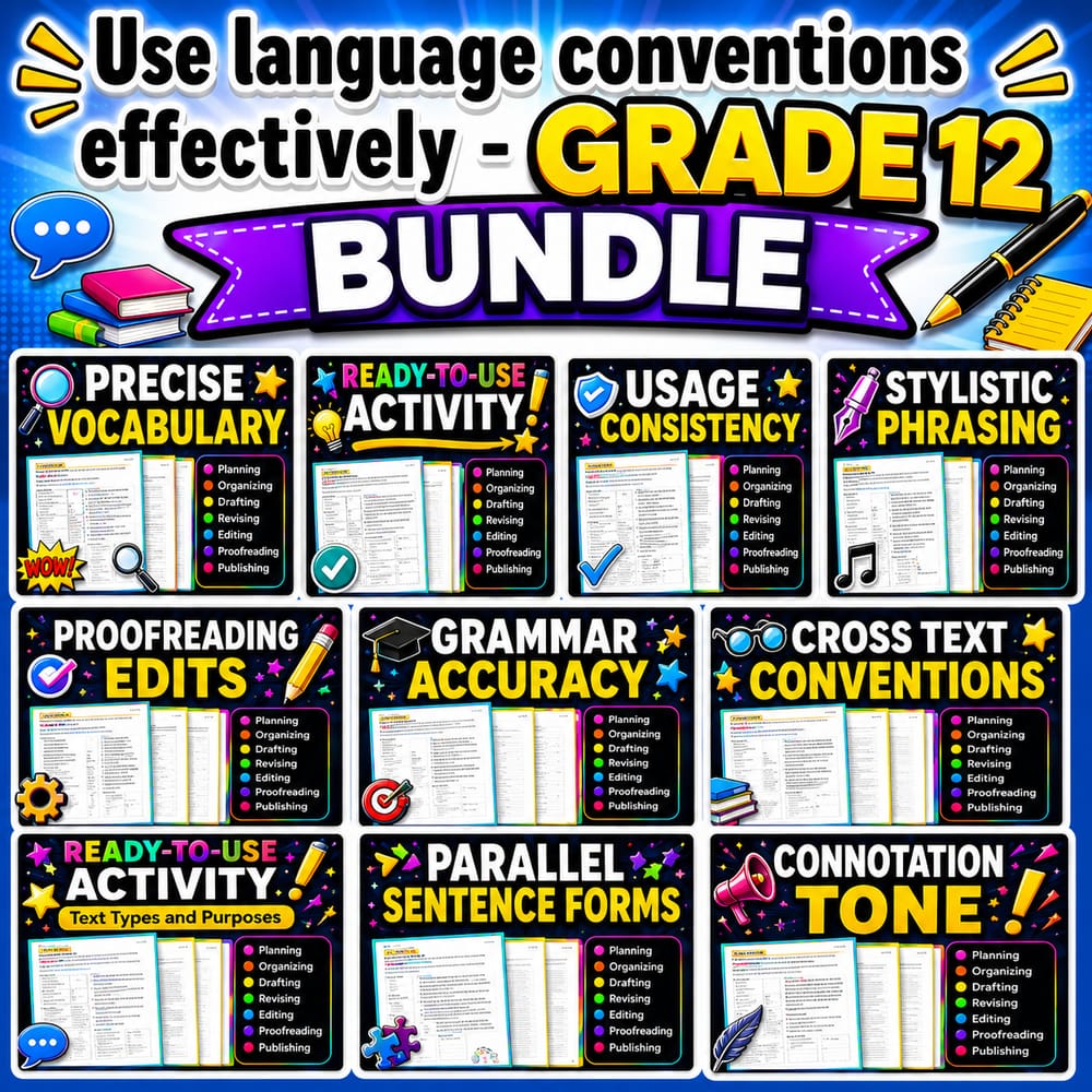 Use Language Conventions Effectively Lesson Bundle – Grade 12 ELA Alberta — bundle cover