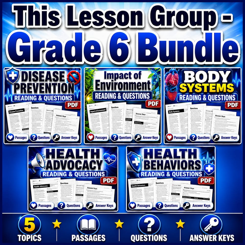 Grade 6 Functional Health Concepts in Health Lesson Bundle NHES Framework — bundle cover