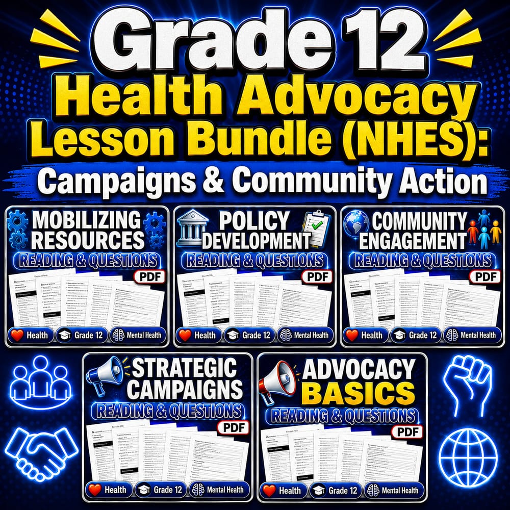 Grade 12 Health Advocacy Lesson Bundle (NHES): Campaigns & Community Action — bundle cover