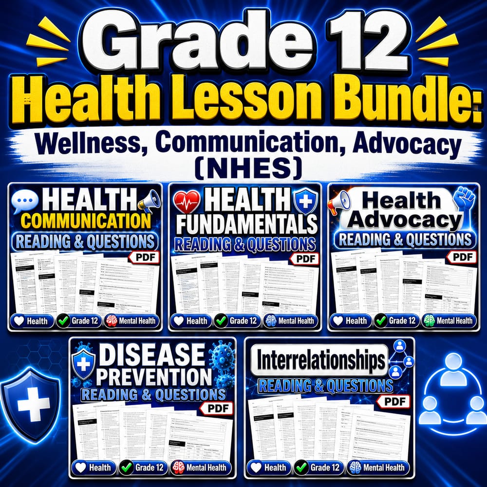 Grade 12 Health Lesson Bundle: Wellness, Communication, Advocacy (NHES) — bundle cover