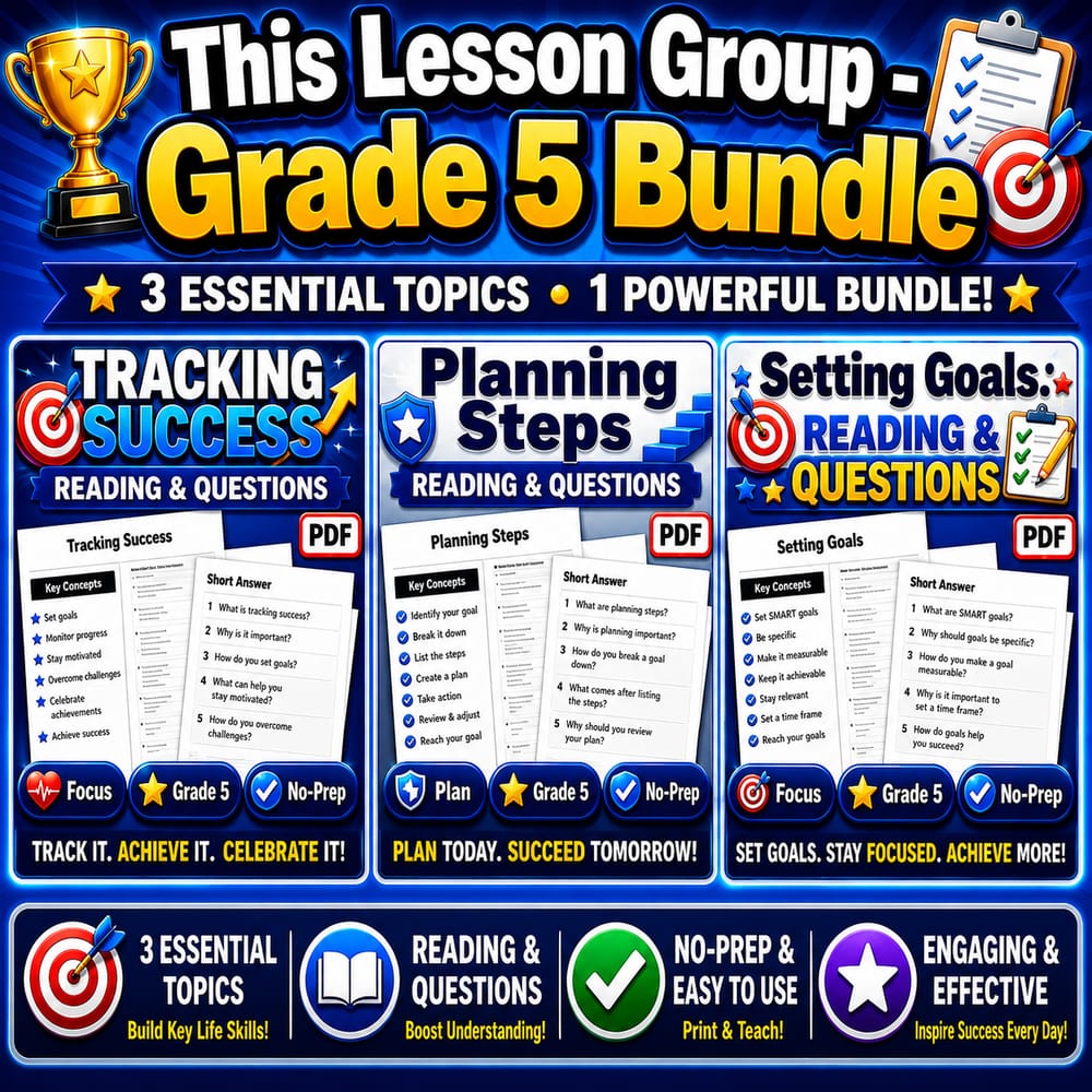 Grade 5 Health Goal Setting and Planning Steps Lesson Bundle | NHES — bundle cover