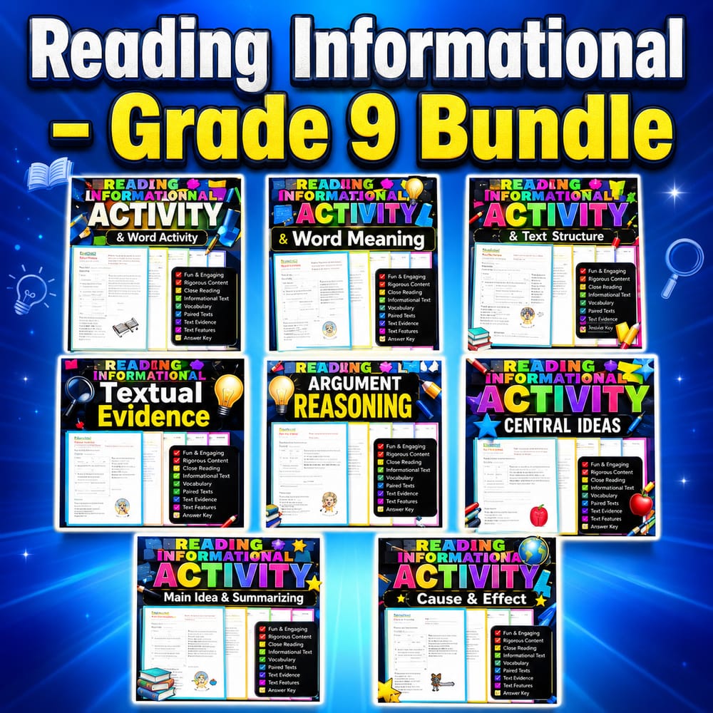 Reading Informational Lesson Bundle | Grade 9 ELA | General ELA — bundle cover