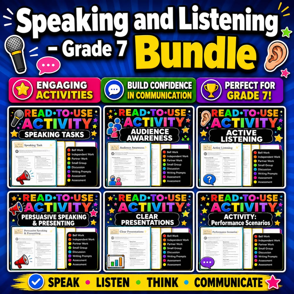 Grade 7 Speaking and Listening Lesson Bundle | ELA | BC Framework — bundle cover
