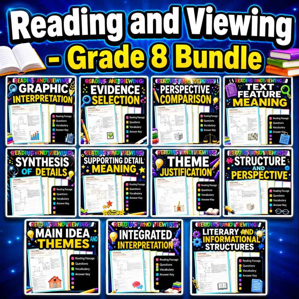 Evidence-Based Reading & Text Structures Lesson Bundle | Grade 8 ELA | Alberta — bundle cover