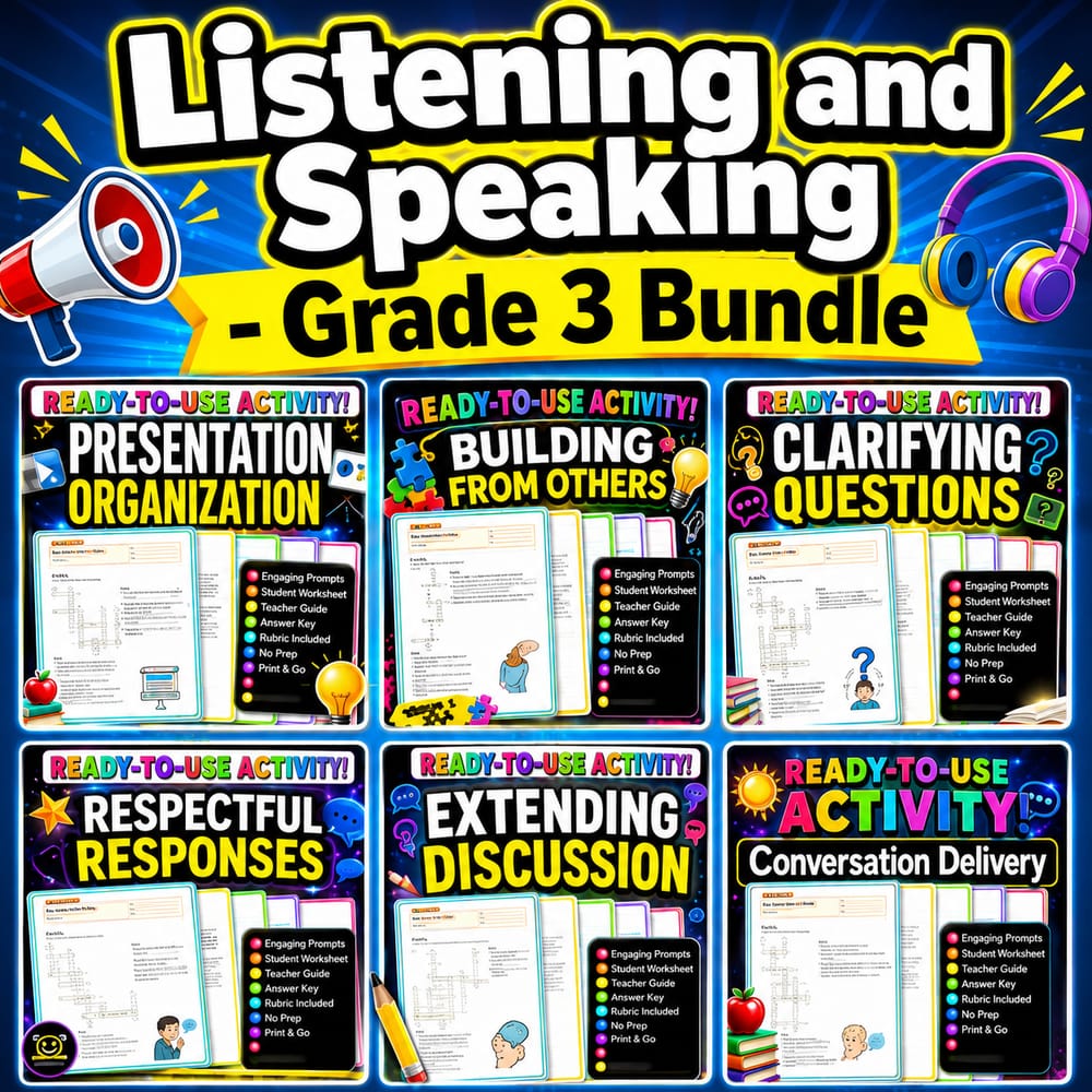 Respectful Responses & Discussion Skills Lesson Bundle | Grade 3 ELA | Alberta — bundle cover