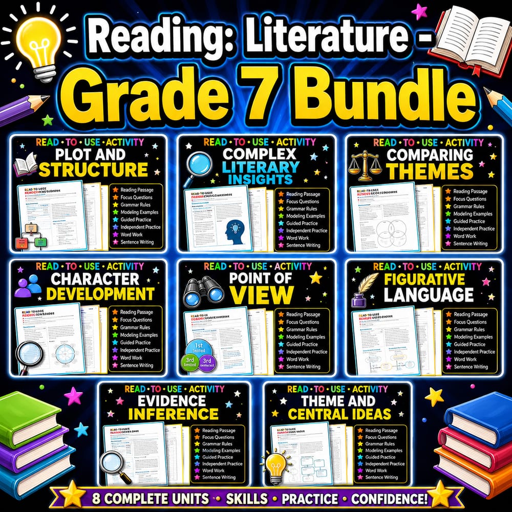 Reading: Literature Lesson Bundle | Grade 7 ELA | Common Core — bundle cover