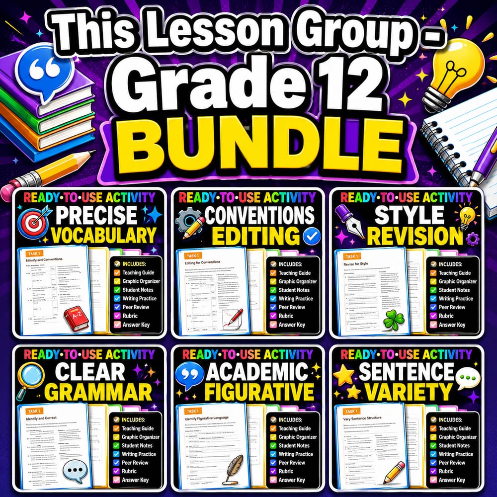 English Language Lesson Bundle | Grade 12 ELA | BC Framework — bundle cover