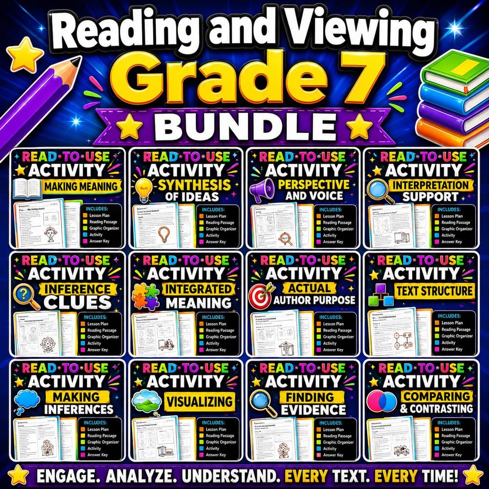 Reading and Viewing Lesson Bundle | Grade 7 ELA BC Framework — bundle cover