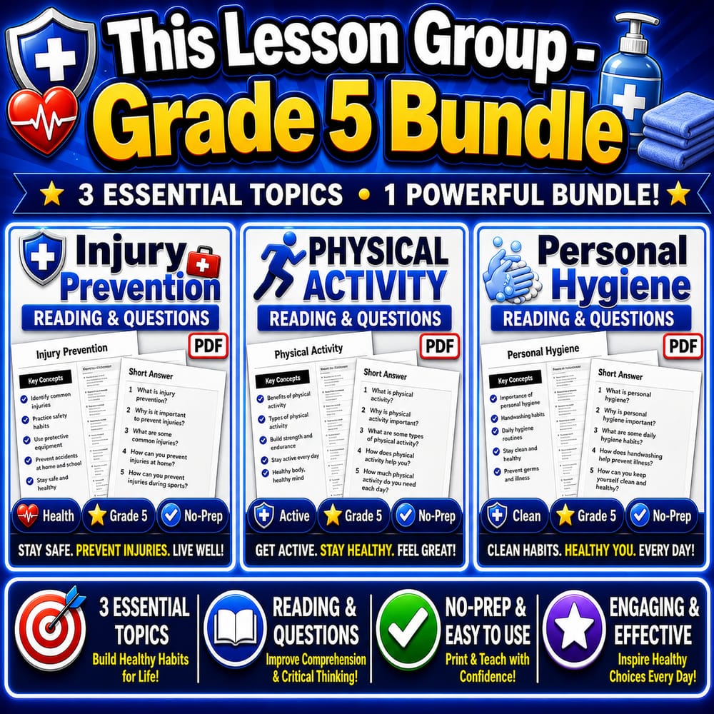 Grade 5 Health Enhancing Practices & Behaviors Lesson Bundle (NHES) — bundle cover