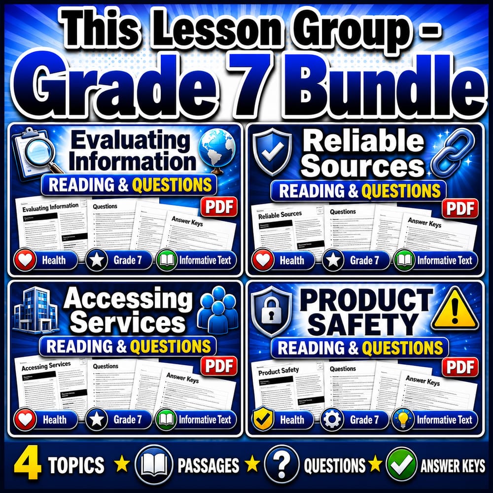Grade 7 Access Valid Health Info Products & Services Health Lesson Bundle NHES — bundle cover