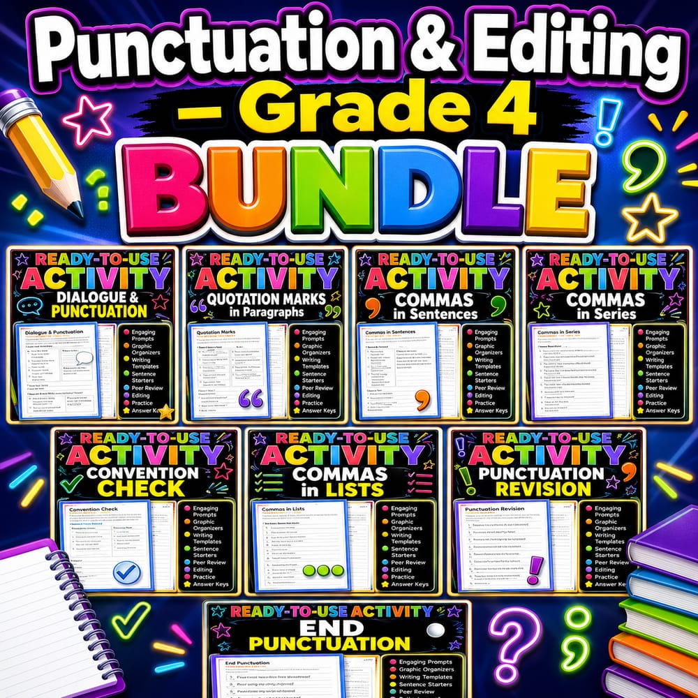 Punctuation & Editing Lesson Bundle | Grade 4 ELA | General ELA — bundle cover