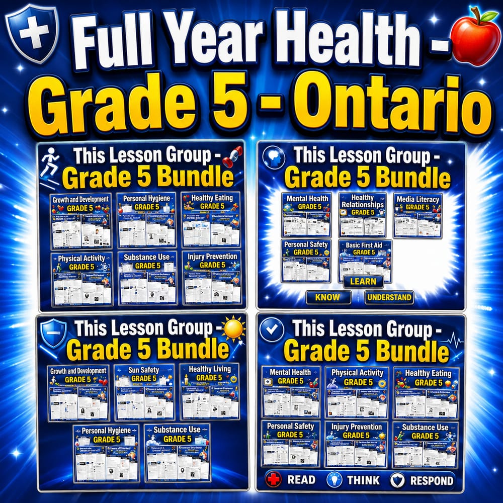 Grade 5 Health Skills for Healthy Living Ontario Full-Year Worksheet Bundle — bundle cover