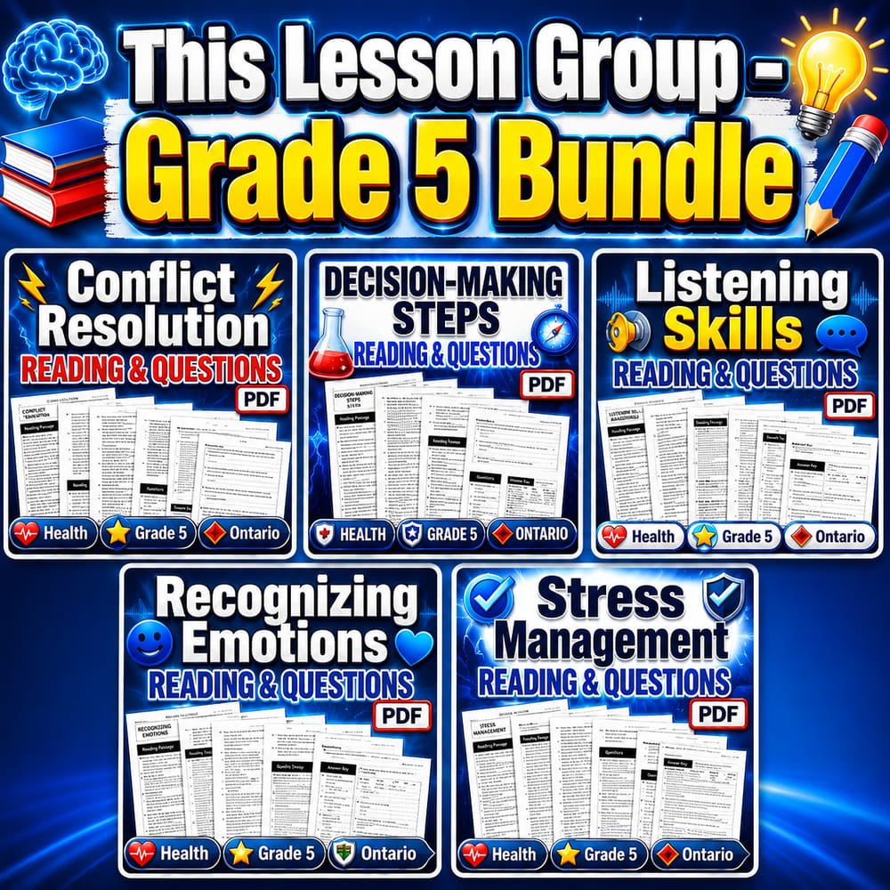 Grade 5 Social-Emotional Learning Health Lesson Bundle for Ontario — bundle cover