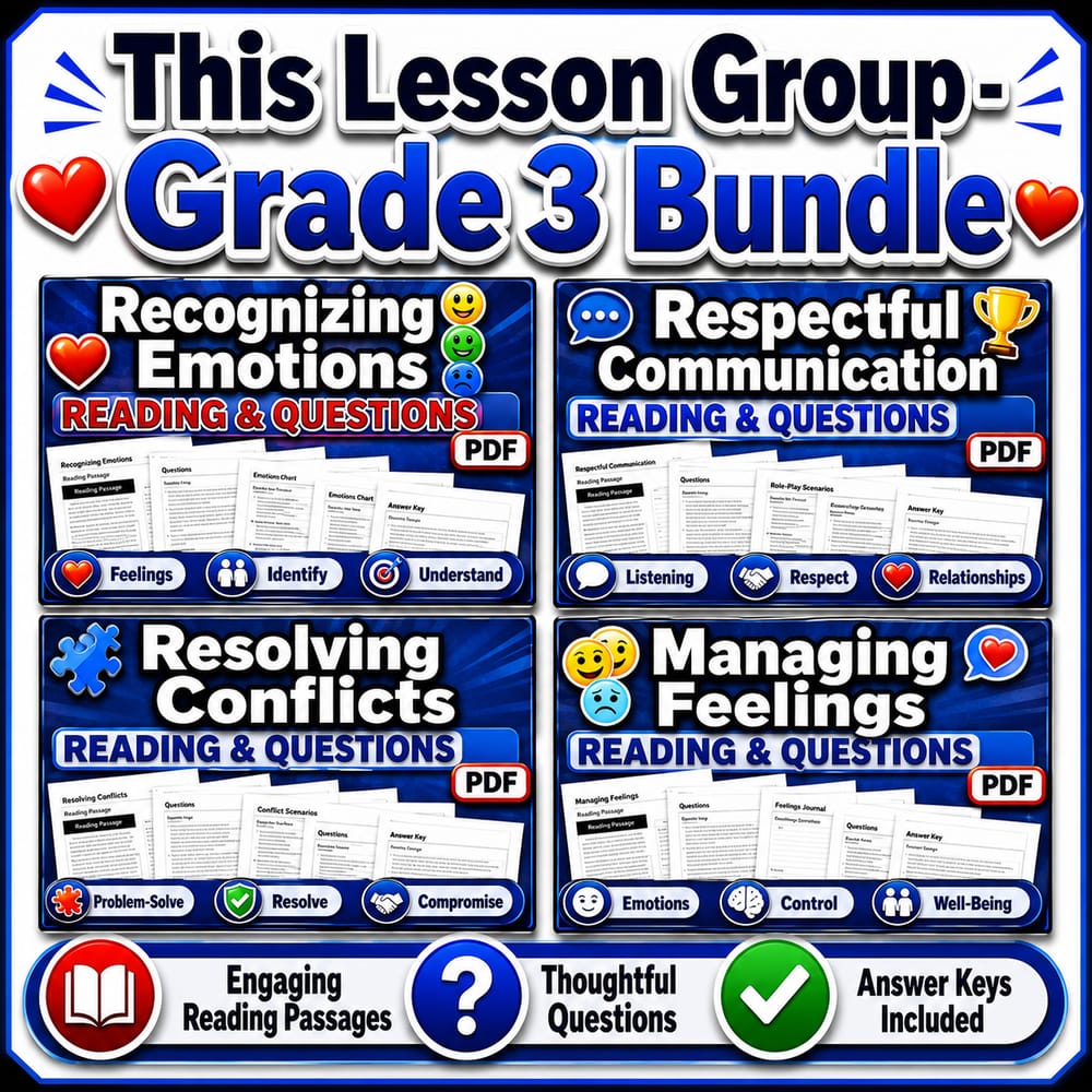 Grade 3 Social-Emotional Skills Health Lesson Bundle: Ontario Framework — bundle cover