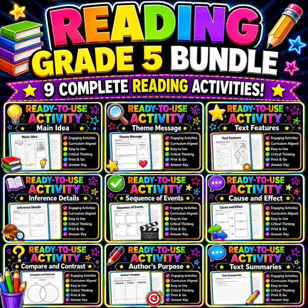 Grade 5 Reading Lesson Bundle | ELA | Alberta Framework — bundle cover