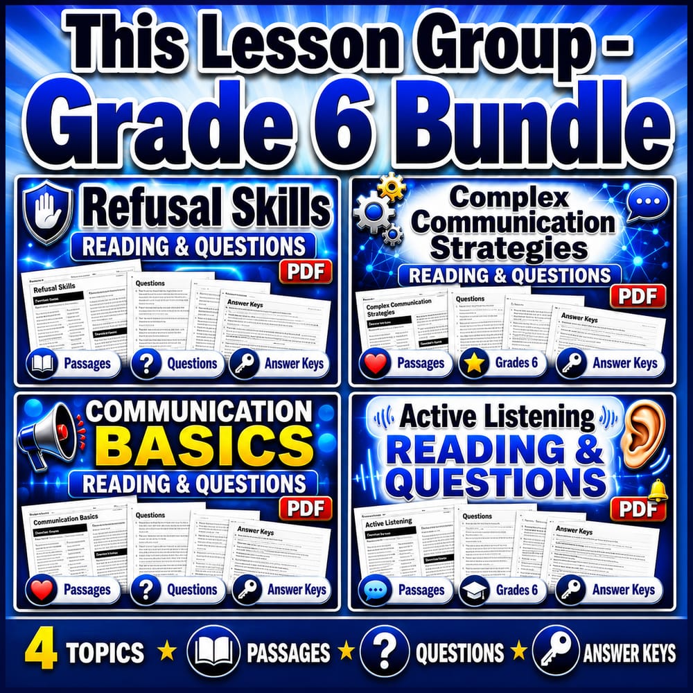 Grade 6 Interpersonal Communication Skills Health Lesson Bundle (NHES) — bundle cover